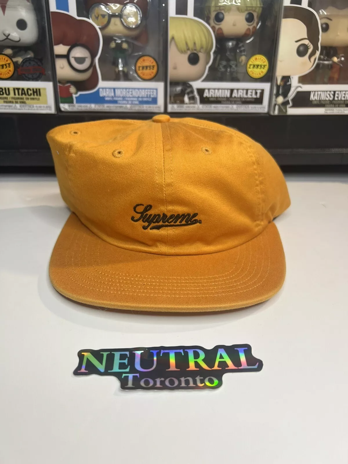 Chapeau à 6 panneaux monté logo Supreme Script « orange foncé » taille M 34966