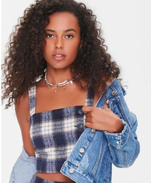 Women's Plaid Cropped Flannel Shirt