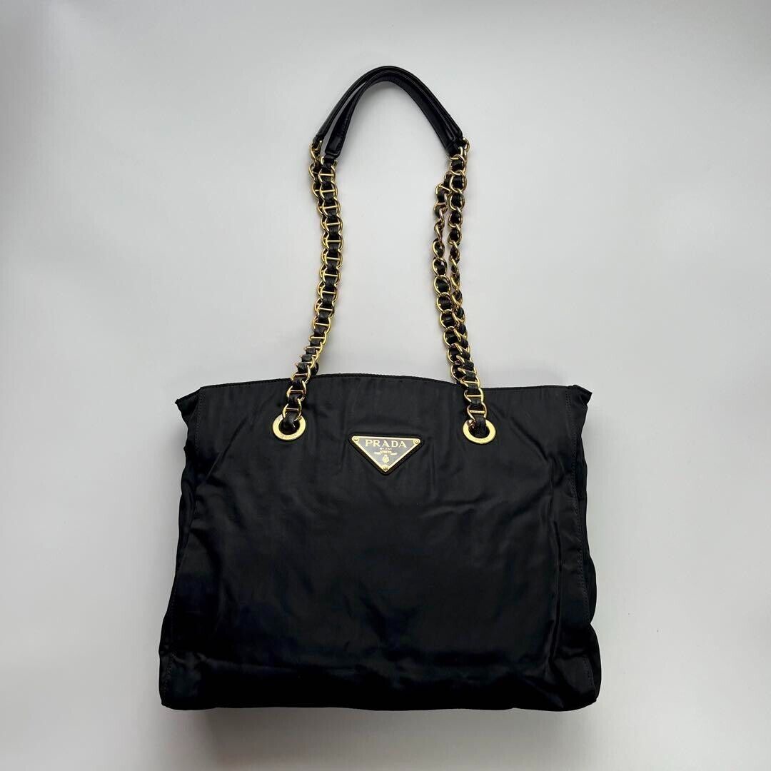 PRADA Vintage Chain Shoulder Bag Tessuto Nylon Archive Tote PRADA Vintage Chain Shoulder Bag Tessuto Nylon Archive Tote