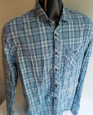 JEREMIAH 100 Cotton LS Blue Plaid Button Front Shirt SZ LARGE