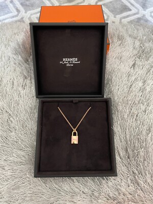 NEW HERMES ROSE GOLD 18K LOCK AMULETTES CADENAS NECKLACE