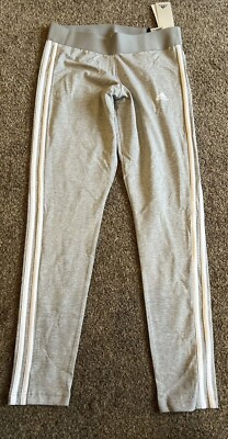 Bnwt Adidas Three Stripes Full Length Leggings, Grey, Medium or Large