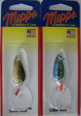 2 Pks.  Mepps Little Wolf Spoon - 1/8 oz. - Brown Trout & Silver/Blue Green