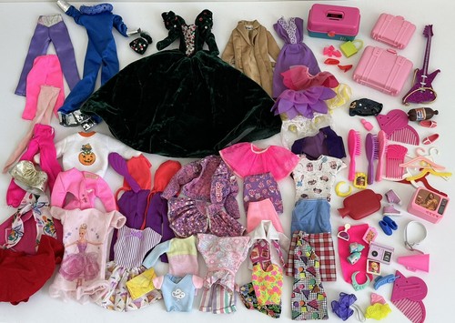 Vintage 90’s Barbie Clothes & Accessory Lot Luggage Caboodles Case