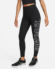 Nike Women's Classics Black/White Graphic High-Waisted Leggings DV7793-010 S