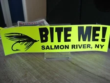 Bite Me ! Salmon River, NY Fishing Decal 11.5" x 3" Surface Mount Bumper Sticker