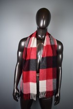 NWT Mens V FRAAS 100 Cashmere Scarf Buffalo Check