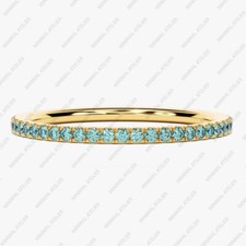 Aquamarine Gemstone 925 Silver Statement March Unique Full Eternity Ring Jewelry