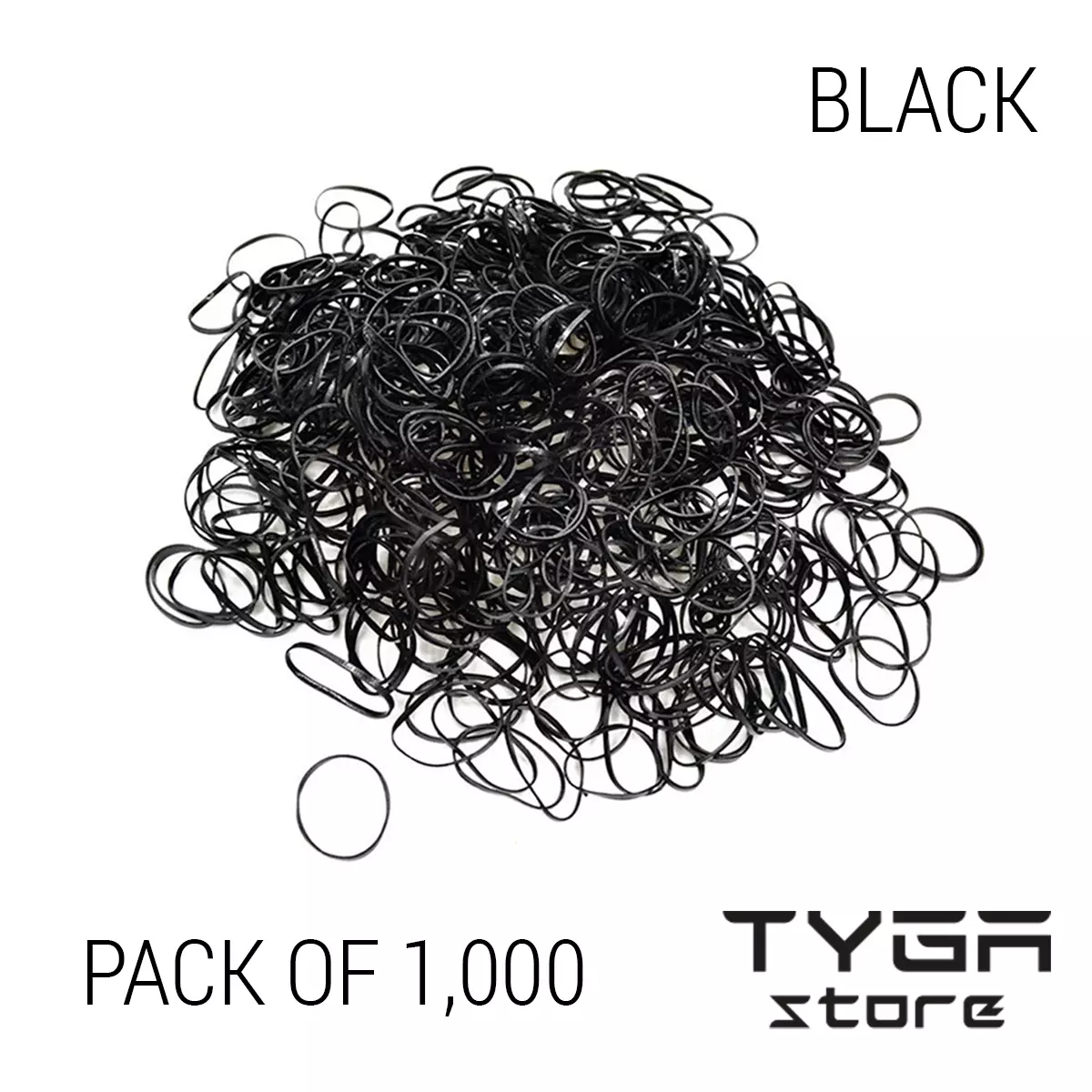 TYGA Store Pack of 1000 Black Mini Rubber Bands Soft Elastic Bands for Kids Hair