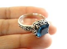 London Blue Topaz Solitaire 925 Sterling Silver Ring Size 6 7 8 9
