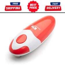Abridor de latas eléctrico Kitchen Mama: con solo pulsar un botón borde liso (rojo)