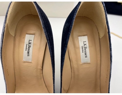 L.K. Bennett Fern Embellished Bow Court Shoes37 Velvet Powder Blue Witch Clutch - Picture 4 of 15