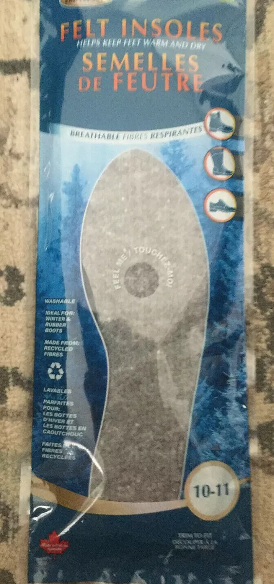 New Kanauk Professional Felt Shoe Boot Insoles Size 10 11 Trim To Fit