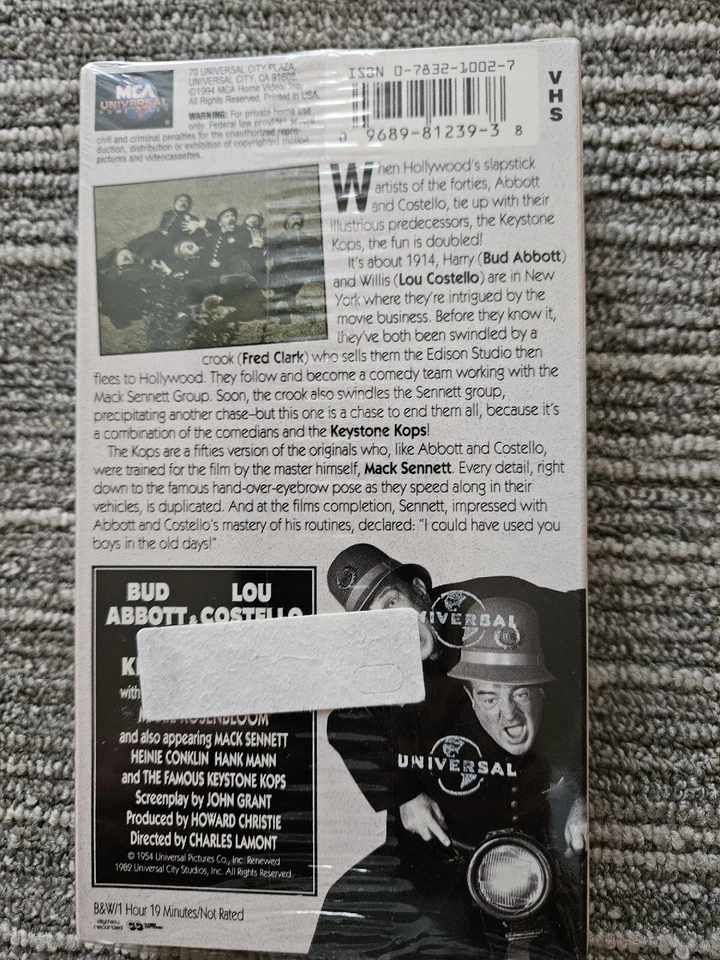 Abbott And Costello, Meet The Keystone Cops, VHS, Sealed - Imagem 2 de 2