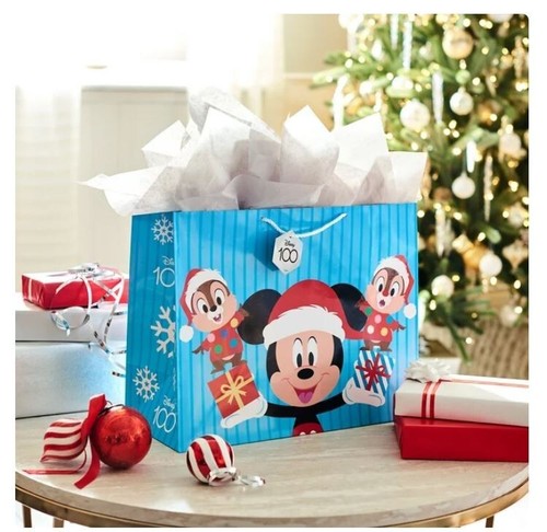 Disney's Mickey Mouse, Chip & Dale 16" Extra Large Blue Christmas Gift Bag (NEW) - Bild 3 von 6