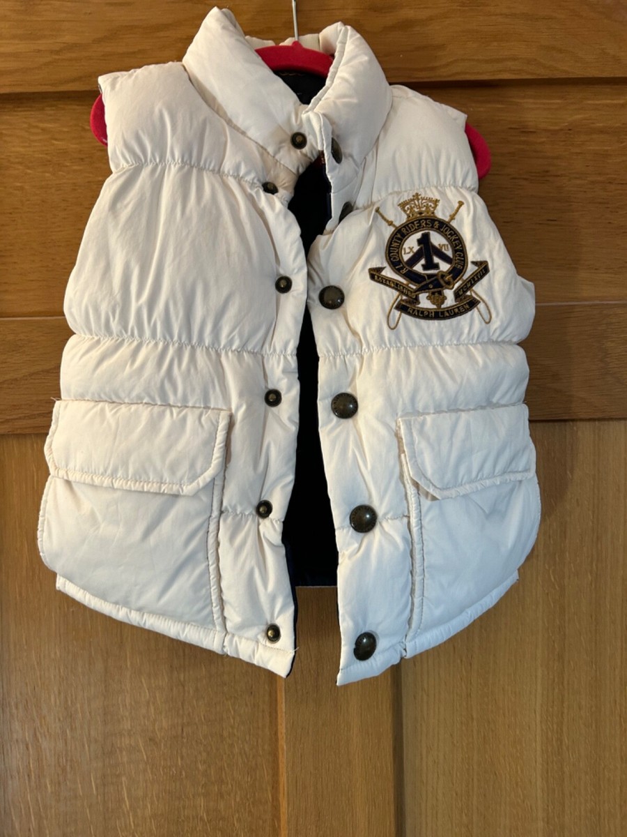 ralph lauren down filled gilet body warmer white navy kids bits