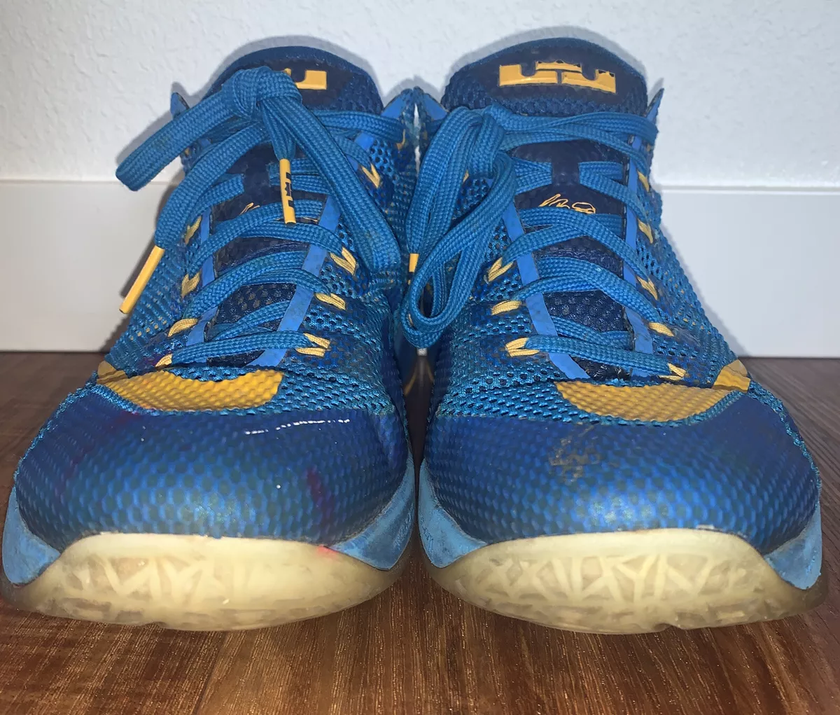 Nike Lebron XII 12 NIEDRIG blau gelb Entourage Basketball 724557 484 Herren Gr