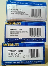 HO SCALE BACHMANN FREIGHT CAR LOT MONON BOXCAR, GATX TANK CAR, NKP CABOOSE