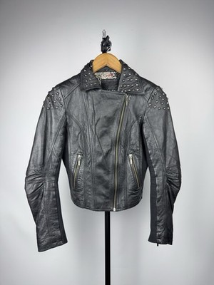 Vintage 00s y2k Punk Rock Avant Garde Gothic Bomber Leather Jacket Men s S Size
