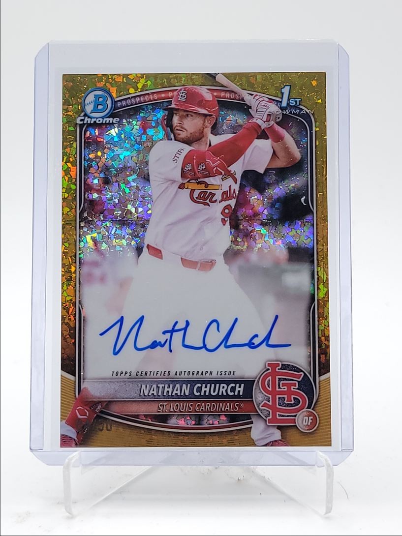 NATHAN CHURCH 2025 BOWMAN CHROME 1ST GOLD MINI DIAMOND AUTO /50 Q3967