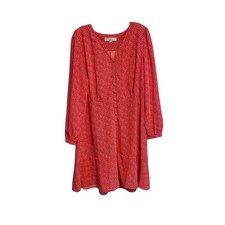 Ann Taylor NWOT LOFT Red Micro Heart Print Dress Size 12