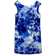 Adrianna Papell Blue Simple Cocktail Dress Multi Printed Faille Womens Size 4
