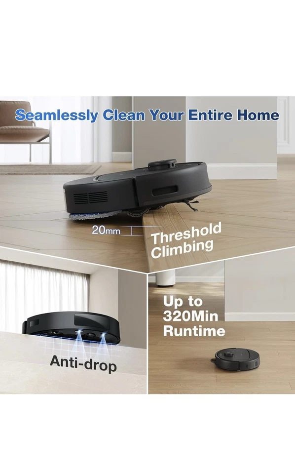ECOVACS DEEBOT N30 Omni Robot Vacuum and Mop 10000Pa Suction TruEdge Adaptive... - Image 4 of 4