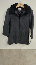 New Rothschild Princess Pea Coat Faux Fur Collar Girls Size 14 Polyester Blend