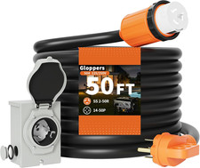 50 Amp Generator Cord and Power Inlet Box 50FT 50 Amp 125V/250V STW 6/3 8/1 AWG