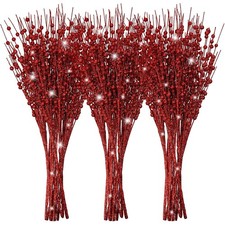 12 Pieces Christmas Artificial Glitter Berry Stems 15.7" Holly Berry Picks Or...