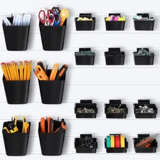 36 Pieces Slatwall Bins Set Plastic Multi Size Style Slatwall Bins with Hooks Wa