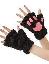 Cat Paws Gloves Fingerless Bear Furry Paw Cute Hand Gear Cosplay One Size Black