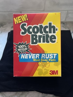 Vintage 3M Scotch-Brite Never Rust Wool Soap Pads 1992 Box of 14 soap pads