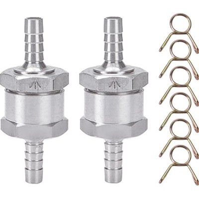 Fuel Check Valve 6mm Aluminium 2er Set mit Spring Clamps Wasser Petrol Car