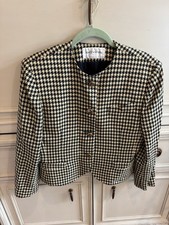 Vintage Jones New York Black White Geometric Skirt Suit Wool Size 10 Made USA