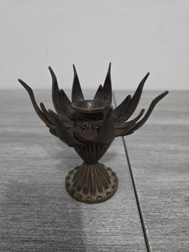 复古青铜莲花香炉烛台 开闭 精神 — 第 2/4 张图片