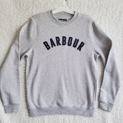 Barbour Sweatshirt Grey Mens Medium Addington Crew Neck Cotton Long Sleeve 