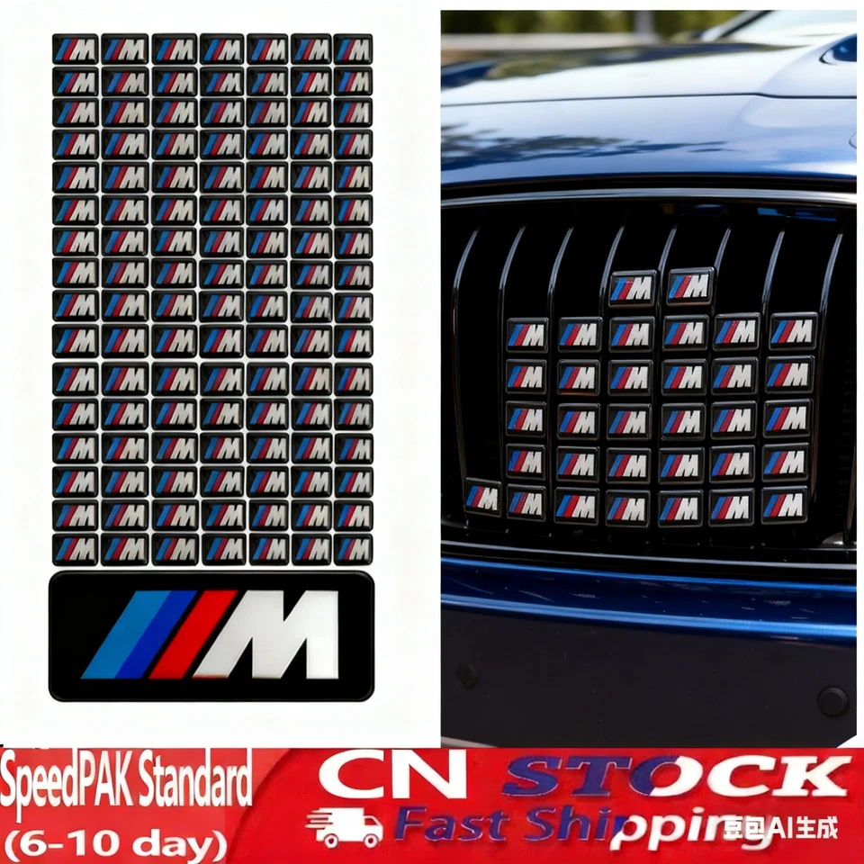 High-Gloss M Sport 19x11mm Wheel Emblems - 50x Alloy Decals for BMW Style Foto 2 de 4