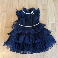 Janie and Jack Dot Tulle Ruffle Dress Navy Blue Dress with Ruffles Size 6