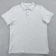 Taylor Stitch Polo Shirt Mens Small 38 Gray Textured Knit Stripe Organic Cotton