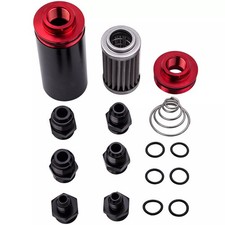 Inline 100 Micron Fuel Filter 6an 8an 10an Adapter Universal 50mm Us Stock