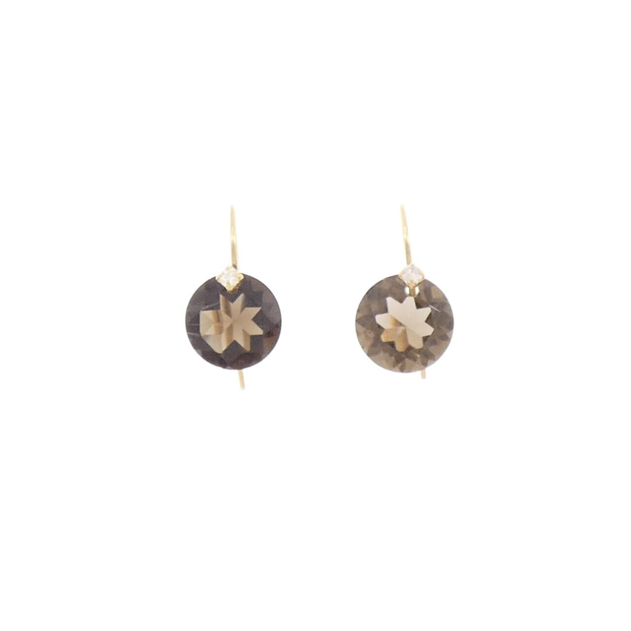 Authentic 18K Yellow Gold Smoky Quartz Pierce #230-000-476-6697