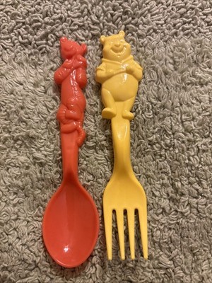 Disney Winnie The Pooh  Tigger Vintage Childrens Fork And Spoon Set Plastic
