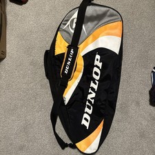 Dunlop Unisex Tennis Racket Sports Shoulder Bag Orange Black White Silver Zip Up