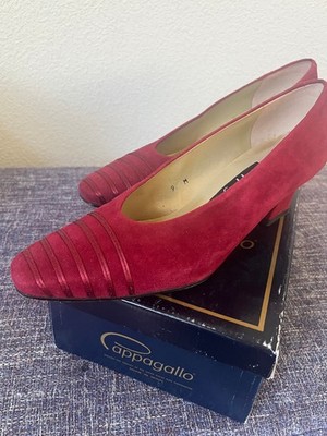 Pappagallo Women's Garnet Red Suede Leather 2'' Heels Pumps 9M Box