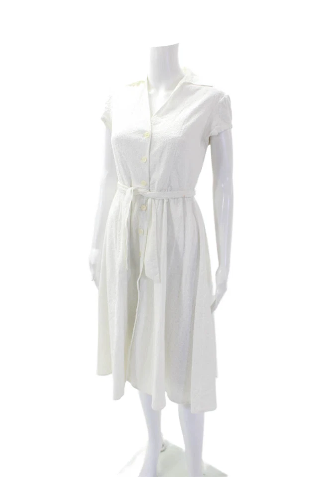Michael Michael Kors Womens Cotton Collared Tied Short Sleeve Dress White Size 4 - Image 2 of 4