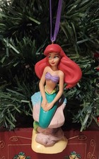 DISNEY STORE LITTLE MERMAID ARIEL SITTING ON ROCK CUSTOM CHRISTMAS ORNAMENT NEW