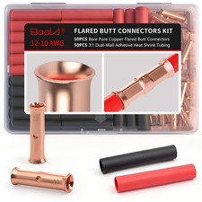 1210 Gauge Flared Barrel Butt Connectors Crimp Fits 14/12/10 AWG 50 PCS