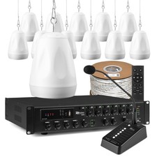 Multi Zone Hanging Speaker System with PA Amplifier & Microphone - 12x PDS65W