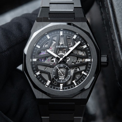 Zenith Defy Skyline CLEAN Skeleton 36000 Black Ceramic Bracelet STRAP 41mm Watch